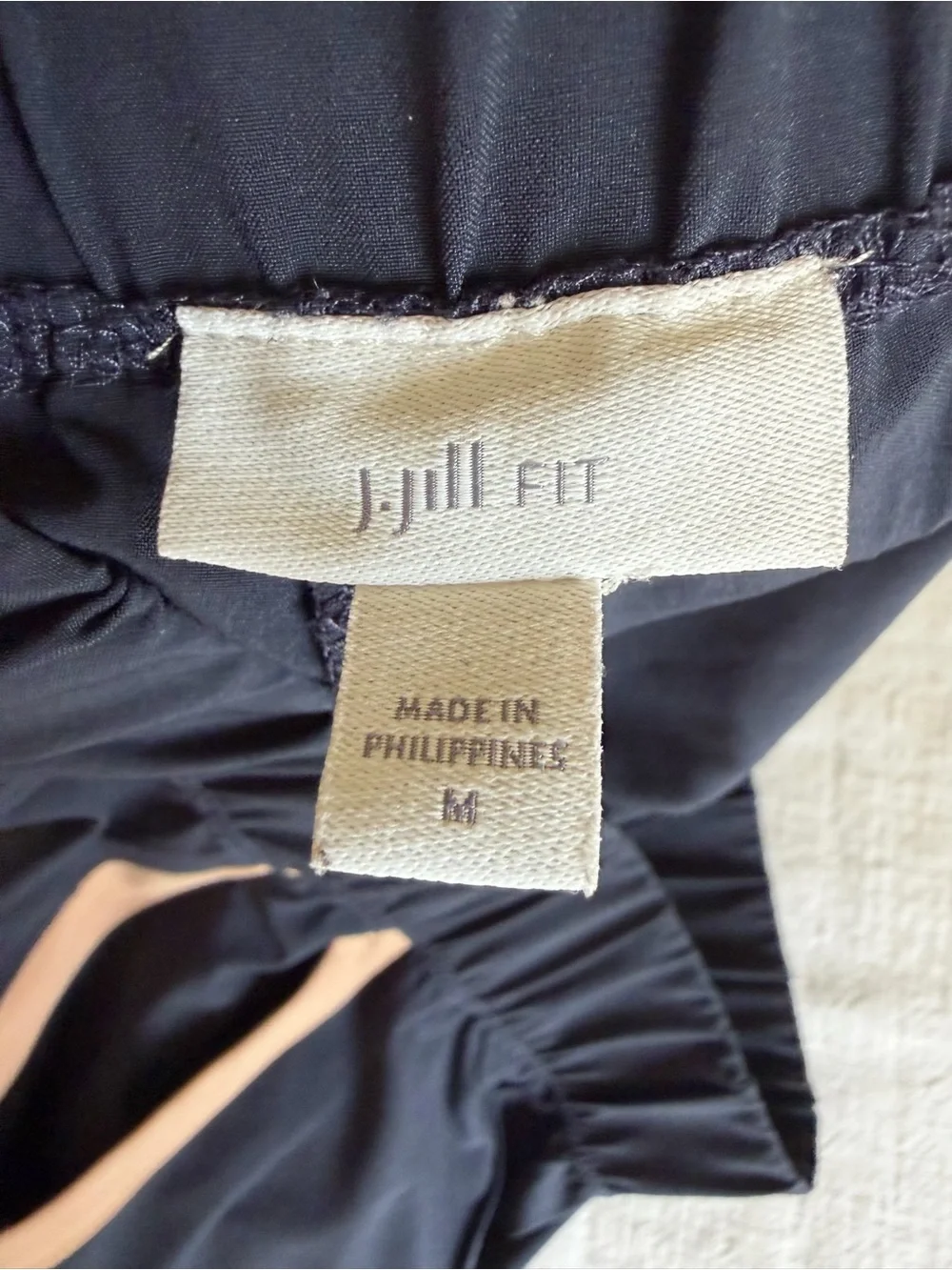 J Jill Fit Women’s Navy Wide-Leg Track Pants with Taupe Side Stripe - Picture 5 of 9